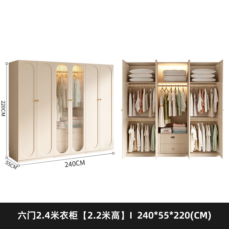 法式奶油风衣柜小户型家用柜子现代简约卧室通顶储物柜定制大衣橱