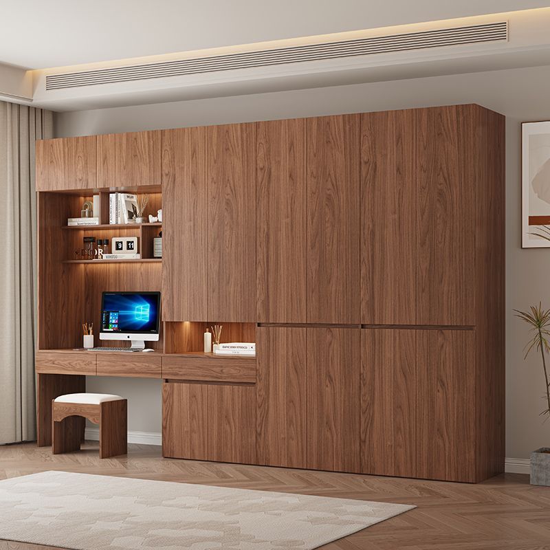 定制ENF级欧松板连体书桌衣柜组合儿童学习桌衣橱电脑桌一体大柜