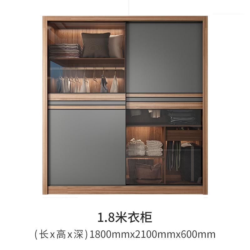 北欧推拉门衣柜卧室家用小户型柜子简约现代移简易出租房衣橱储物