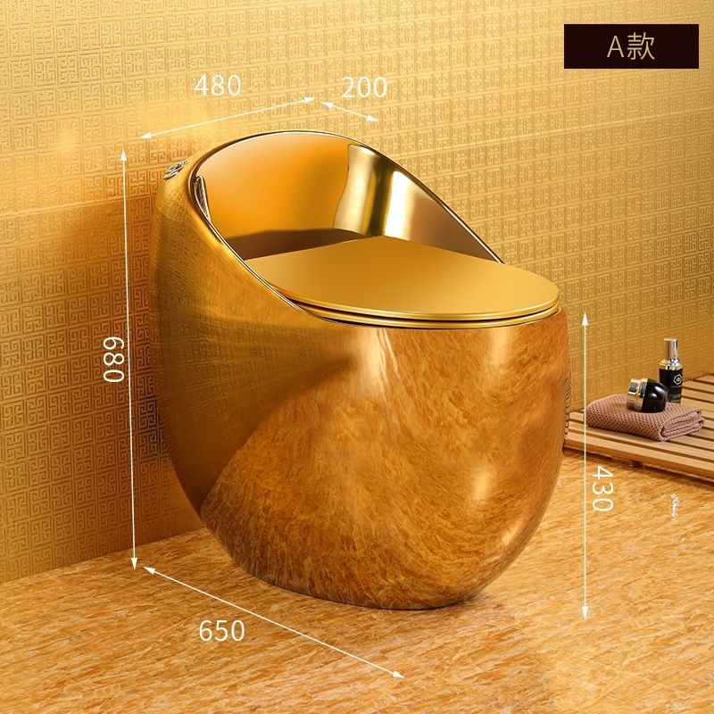 品牌镀金色马桶土豪金新款小户型鸡蛋型坐便器虹吸式防臭抽水马桶