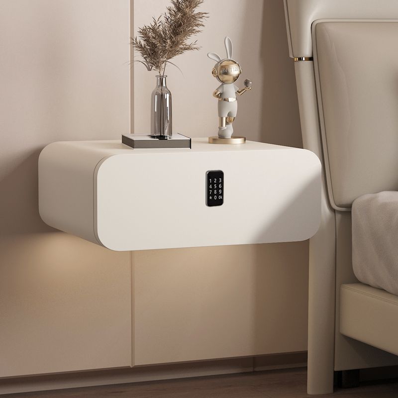 全實木懸浮牀頭櫃牀邊櫃極簡風網紅櫃儲物白色懸掛輕奢掛牆牀頭櫃