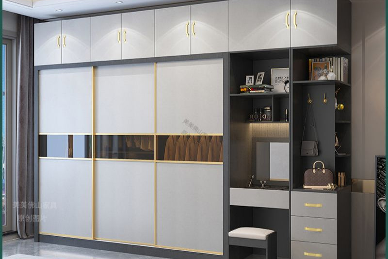 荔美居实木杉木推拉移门衣柜衣橱定制环保防潮加高卧室家用隔断柜