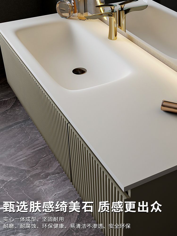 酒店风浴室柜洗手盆组合一体式橡木洗手盆组合吊柜肤感陶瓷一体盆