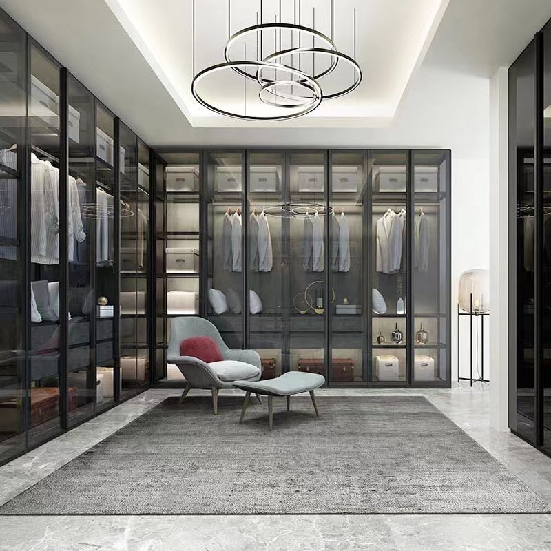 玻璃衣柜现代简约轻奢经济型大衣橱组装衣帽间柜子卧室衣柜门定制