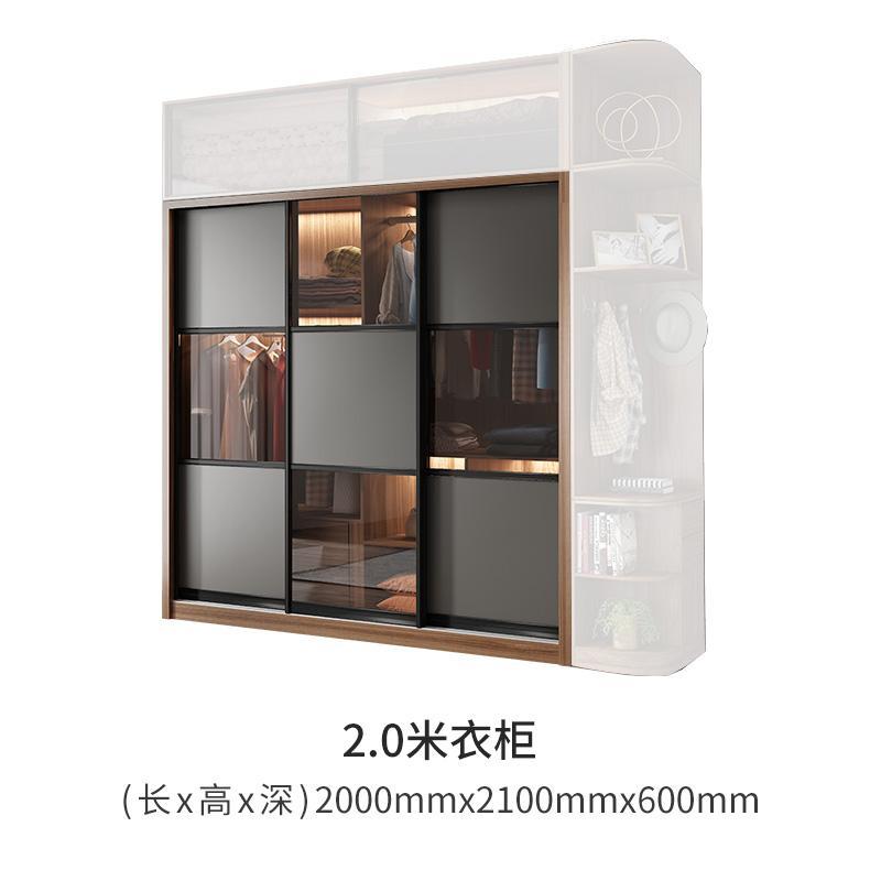 北欧推拉门衣柜卧室家用小户型柜子简约现代移简易出租房衣橱储物