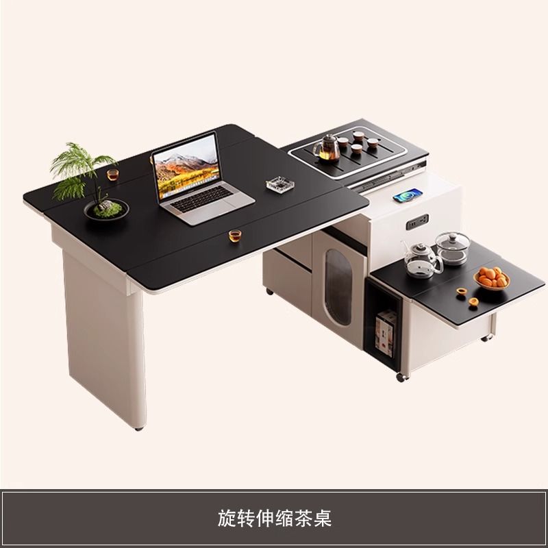 岩板餐桌小户型移动伸缩现代折叠多功能简约茶桌伸缩餐桌
