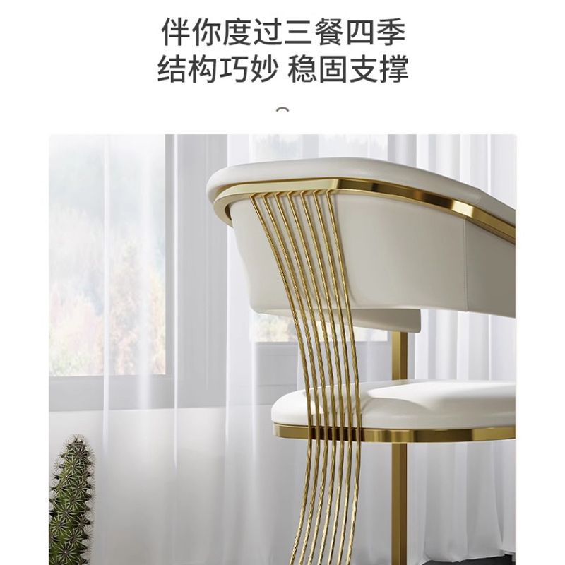 轻奢家用靠背椅单人铁艺办公会客椅洽谈茶椅主人椅休闲餐椅高级感