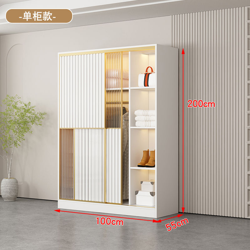 法式轻奢衣柜实木现代简约卧室家用玻璃门梳妆台组合衣橱组装衣柜