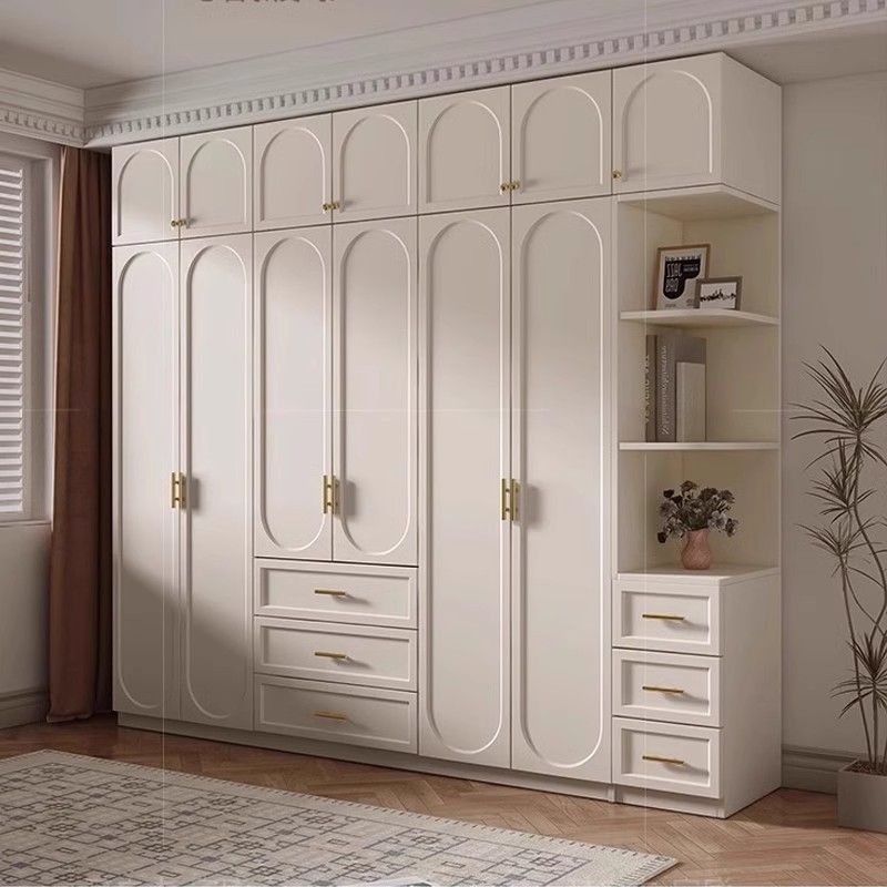 法式奶油风大衣柜实木质柜子衣柜家用卧室小户型现代简约大衣橱