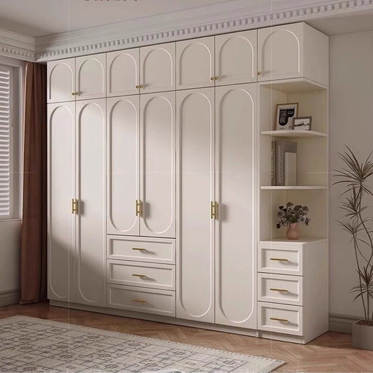 法式奶油风大衣柜实木质柜子衣柜家用卧室小户型现代简约大衣橱