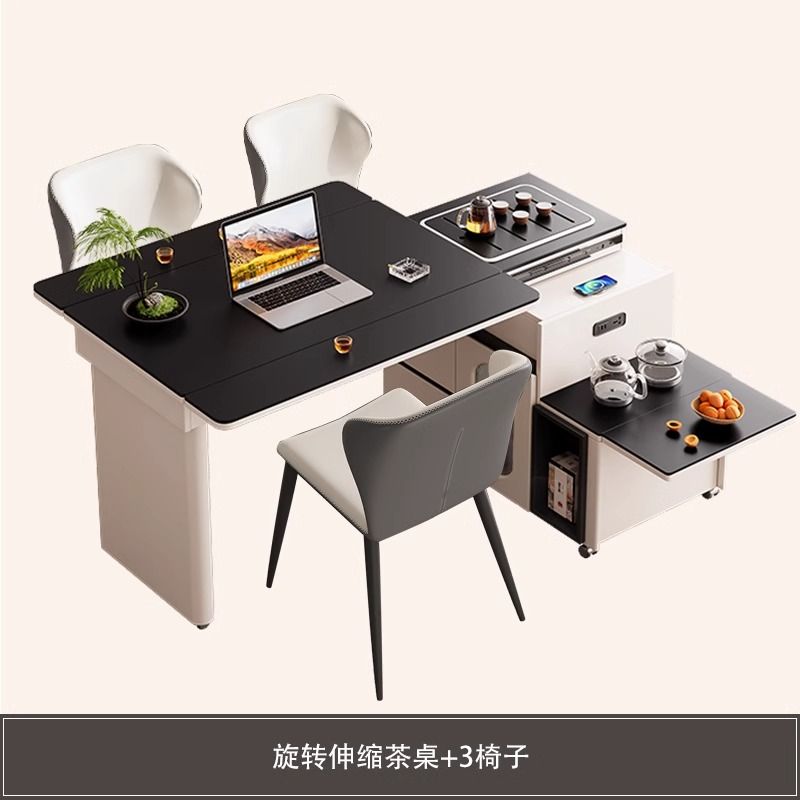 岩板餐桌小户型移动伸缩现代折叠多功能简约茶桌伸缩餐桌