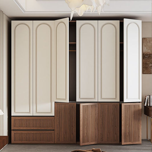 ENF级免拉手分段式衣柜卧室家用法式复古风平开门18板经济型衣橱