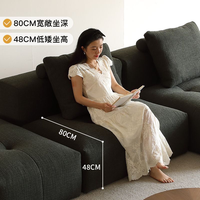 像素沙发高端棉麻黑色布艺沙发意式极简模块组合现代客厅转角沙发