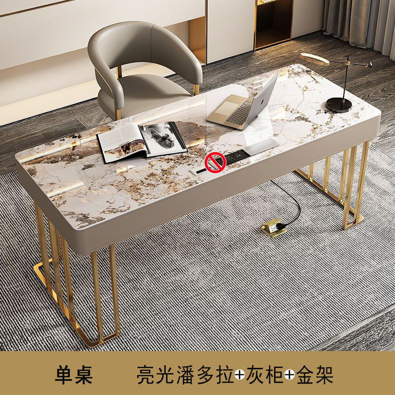 意式轻奢高端岩板书桌书椅家用现代简约小户型北欧办公写字电脑桌