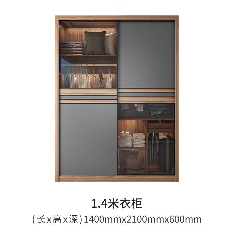 北欧推拉门衣柜卧室家用小户型柜子简约现代移简易出租房衣橱储物