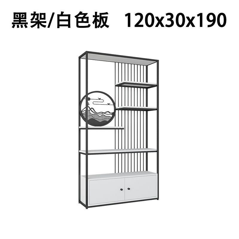 轻奢风客厅置物架落地书本架办公室铁艺博古展示柜玄关架隔断多层