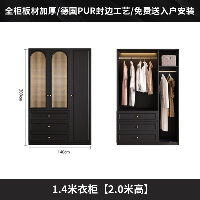 中古风衣柜黑色柜子衣柜家用卧室小户型现代简约边柜顶柜现货美式