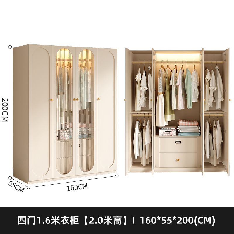 法式奶油风衣柜小户型家用柜子现代简约卧室通顶储物柜定制大衣橱