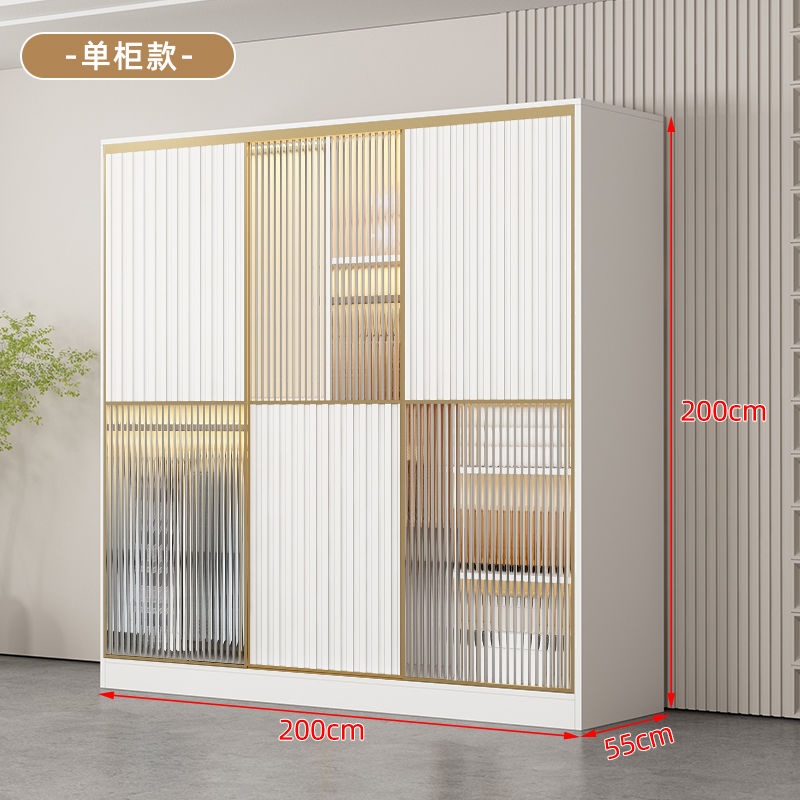 法式轻奢衣柜实木现代简约卧室家用玻璃门梳妆台组合衣橱组装衣柜