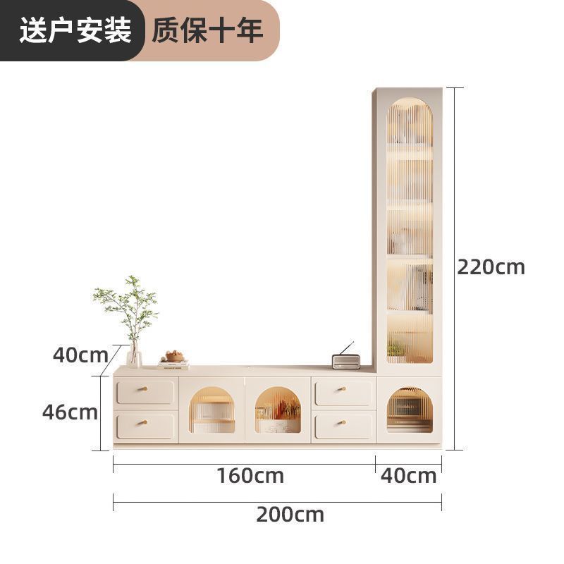 伊阳实木电视柜简约客厅家用收纳储物柜一体组合落地电视背景墙柜
