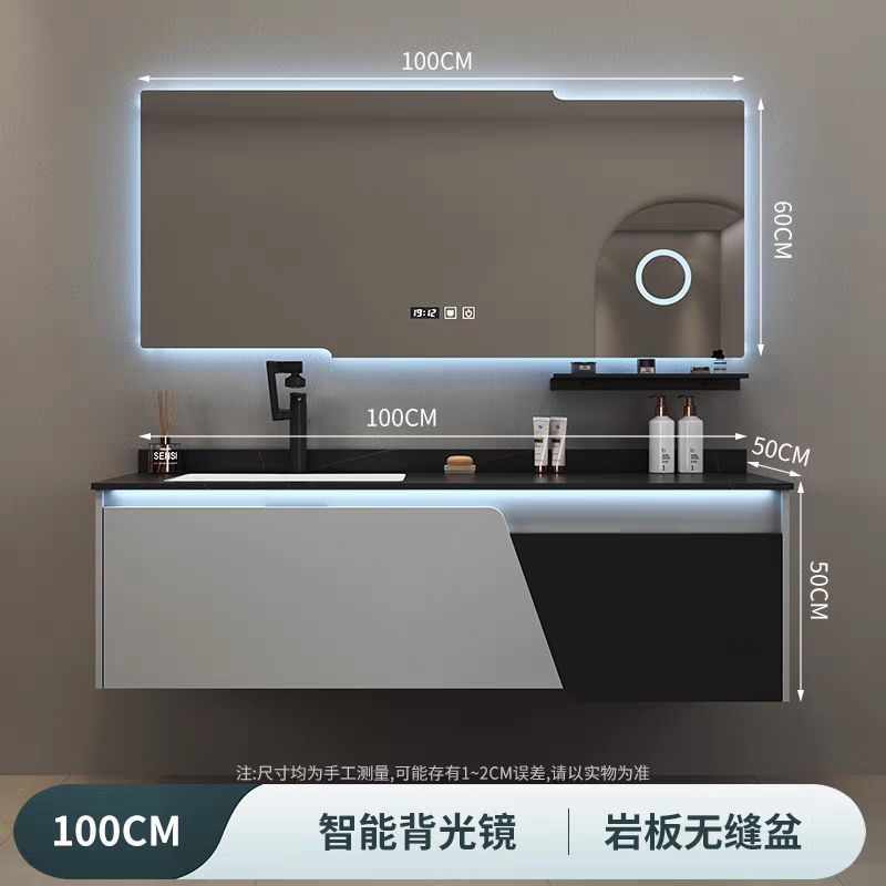 2025新款橡木岩板浴室柜智能洗脸盆陶瓷一体组合卫浴洗漱洗手盆