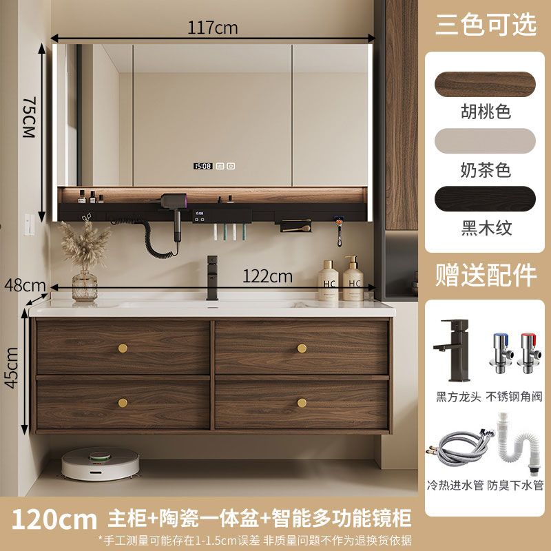 中古风浴室柜奶油风陶瓷一体组合洗脸盆卫生间洗手盆套装洗漱台盆