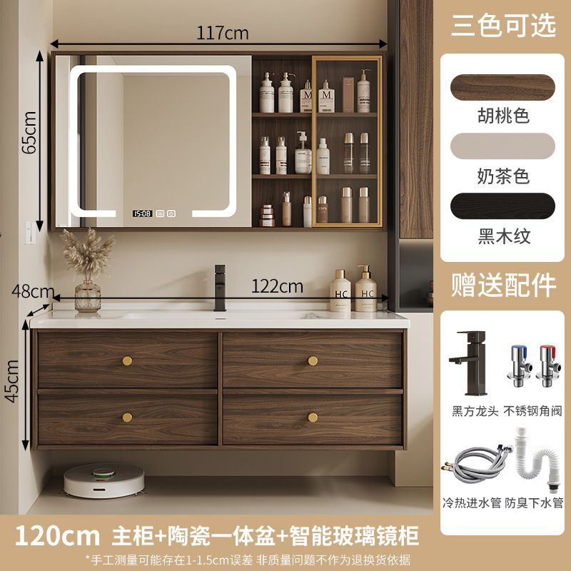 中古风浴室柜奶油风陶瓷一体组合洗脸盆卫生间洗手盆套装洗漱台盆