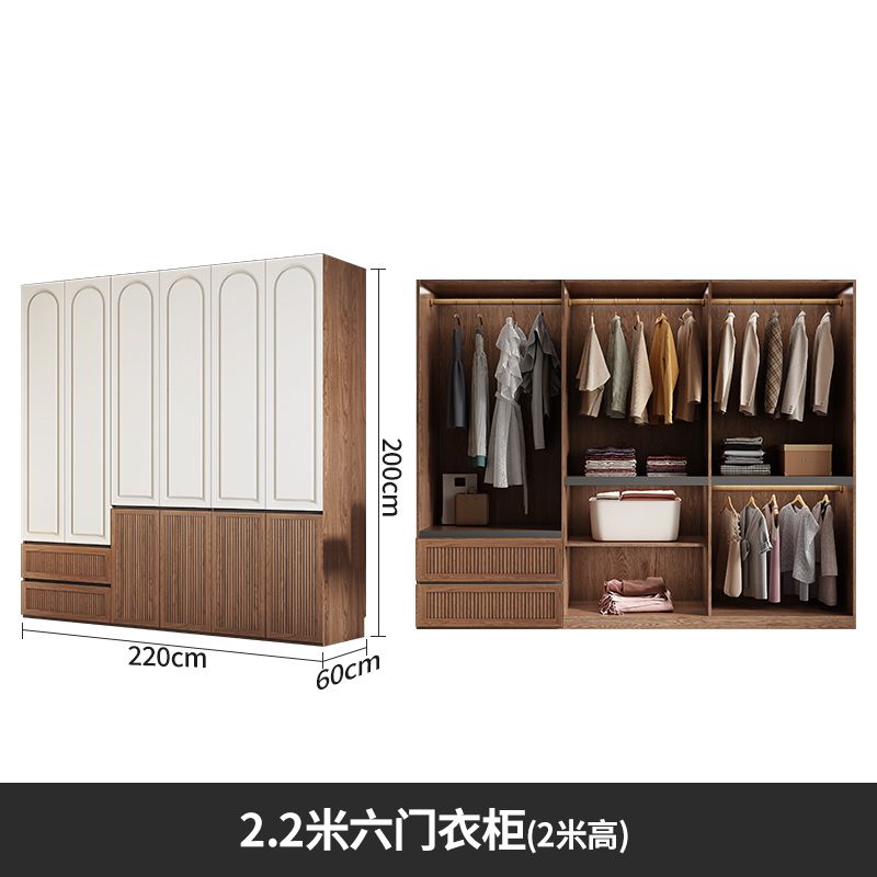 ENF级免拉手分段式衣柜卧室家用法式复古风平开门18板经济型衣橱