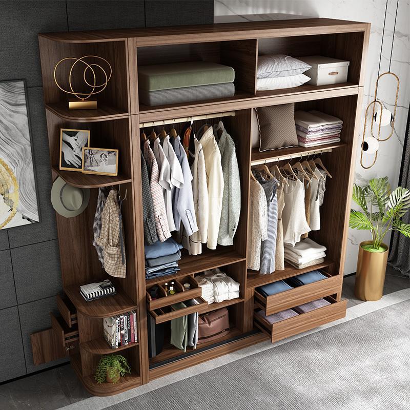 北欧推拉门衣柜卧室家用小户型柜子简约现代移简易出租房衣橱储物