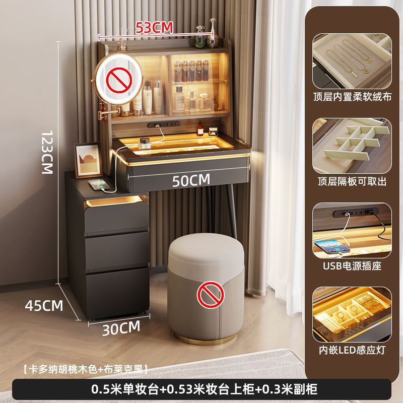 法式中古風梳妝檯小戶型化妝桌子牀頭櫃多功能收納伸縮化妝桌子