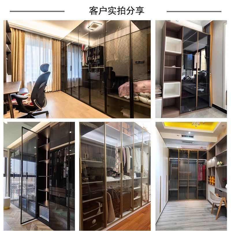 玻璃衣柜现代简约轻奢经济型大衣橱组装衣帽间柜子卧室衣柜门定制