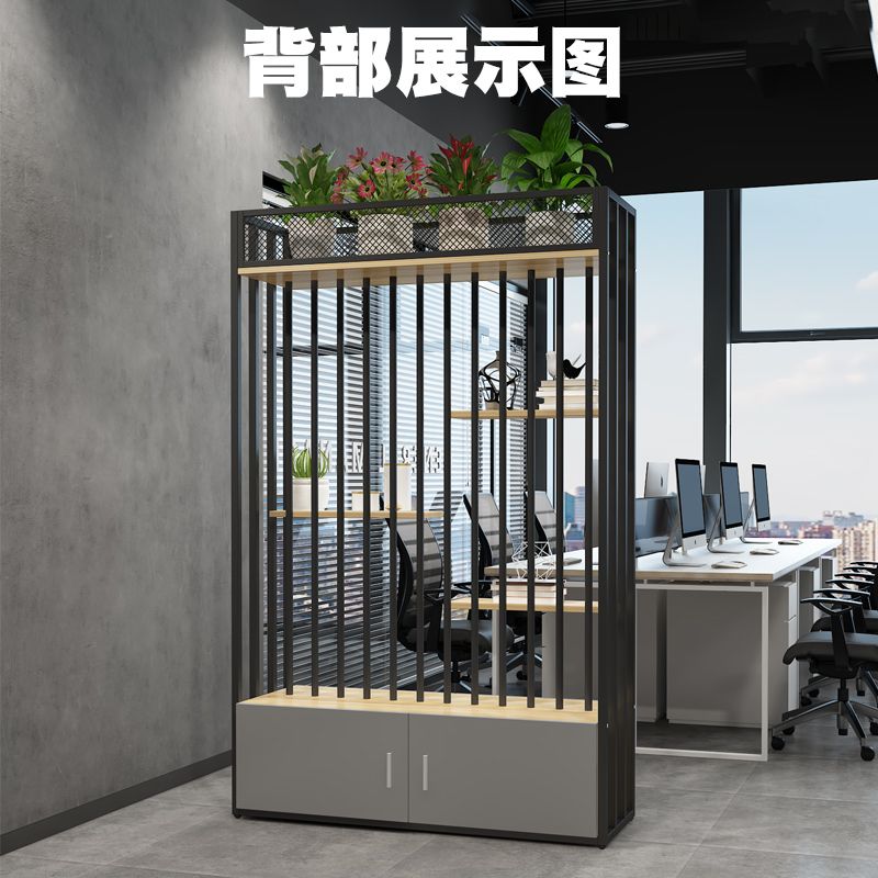 铁艺屏风隔断简约矮柜储物柜工业风置物架靠墙办公室花槽柜展示架