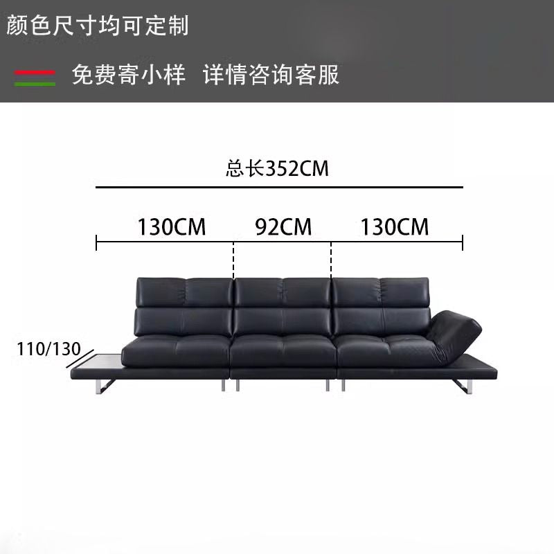 意式极简全真皮黑色罗马沙发客厅可调节靠背转角别墅模块组合沙发