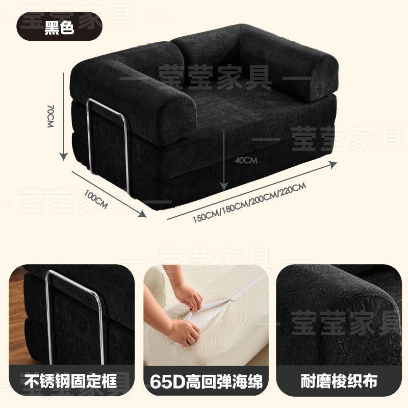 布艺沙发简约客厅小户型出租屋单双人无框沙发组装折叠两用沙发床