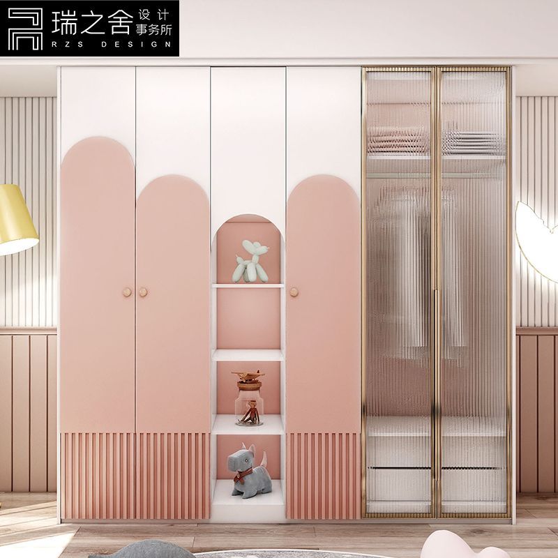 儿童衣柜女孩粉色实木家用卧室柜子储物柜小型宝宝轻奢衣橱收纳柜