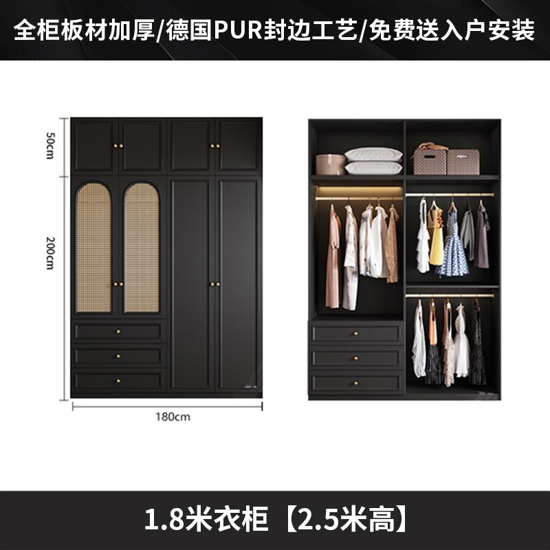 中古风衣柜黑色柜子衣柜家用卧室小户型现代简约边柜顶柜现货美式