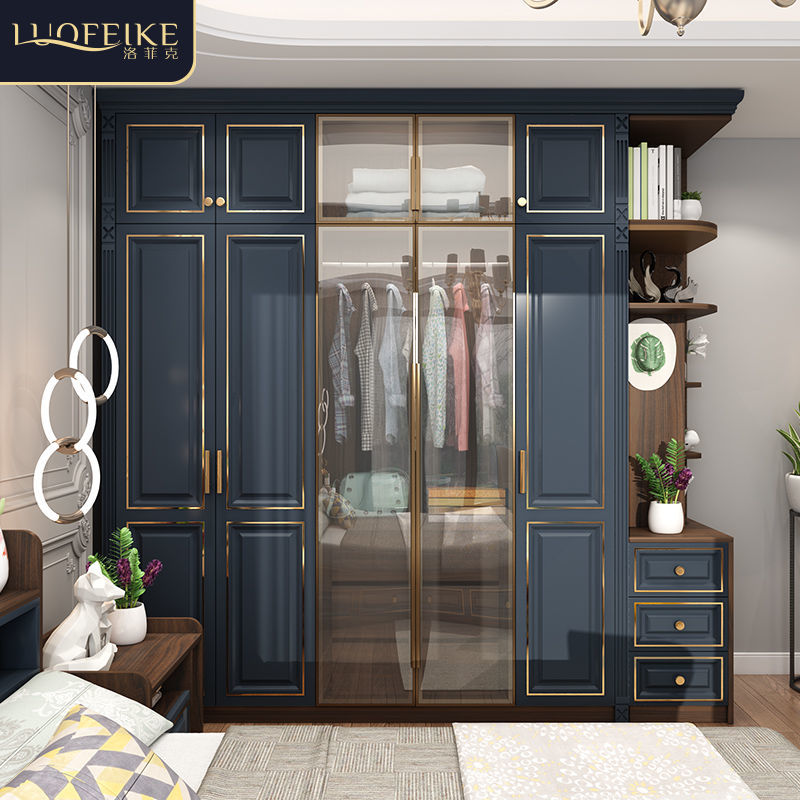 北欧简约现代卧室家用卧室衣柜欧式轻奢实木质儿童整体大衣橱定制