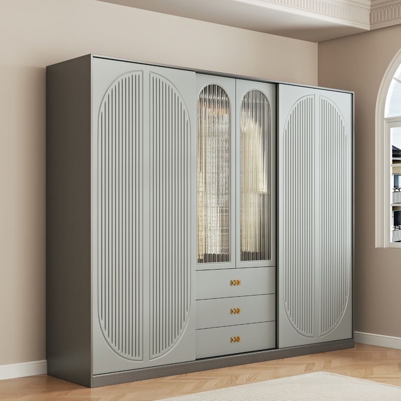 轻奢风北欧推拉门衣柜家用卧室儿童衣柜带书桌一体转角组合衣橱柜