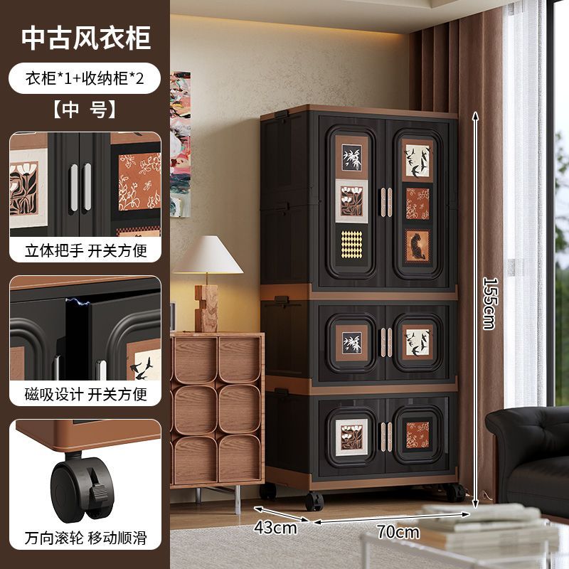 新款中古风对开储物柜复古风耐用柜层高可调节橱柜厨房杂物收纳柜