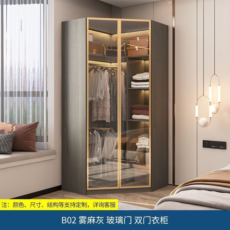 转角衣柜收纳柜三角形角柜小户型家用多功能墙角储物柜拐角置物柜