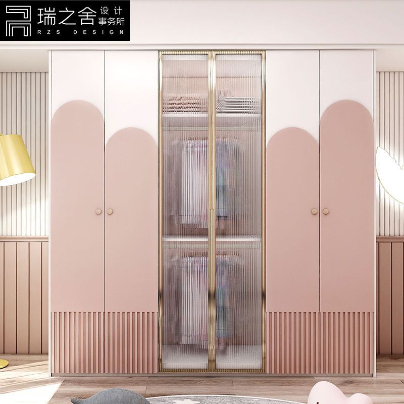 儿童衣柜女孩粉色实木家用卧室柜子储物柜小型宝宝轻奢衣橱收纳柜