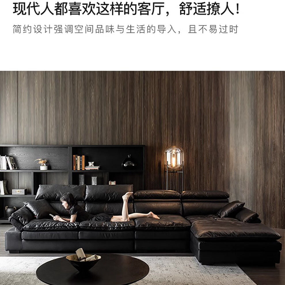 佛山家居意式极简高档免洗布沙发客厅简约现代贵妃转角真皮沙发