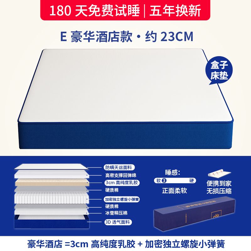 家用席夢思臥室棉乳膠軟墊20cm加厚壓縮捲包盒子獨立彈簧牀墊