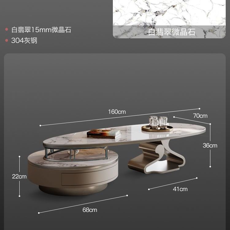 意式极简电视柜小户型家用阳台轻奢客厅茶几网红大理石长方形组合
