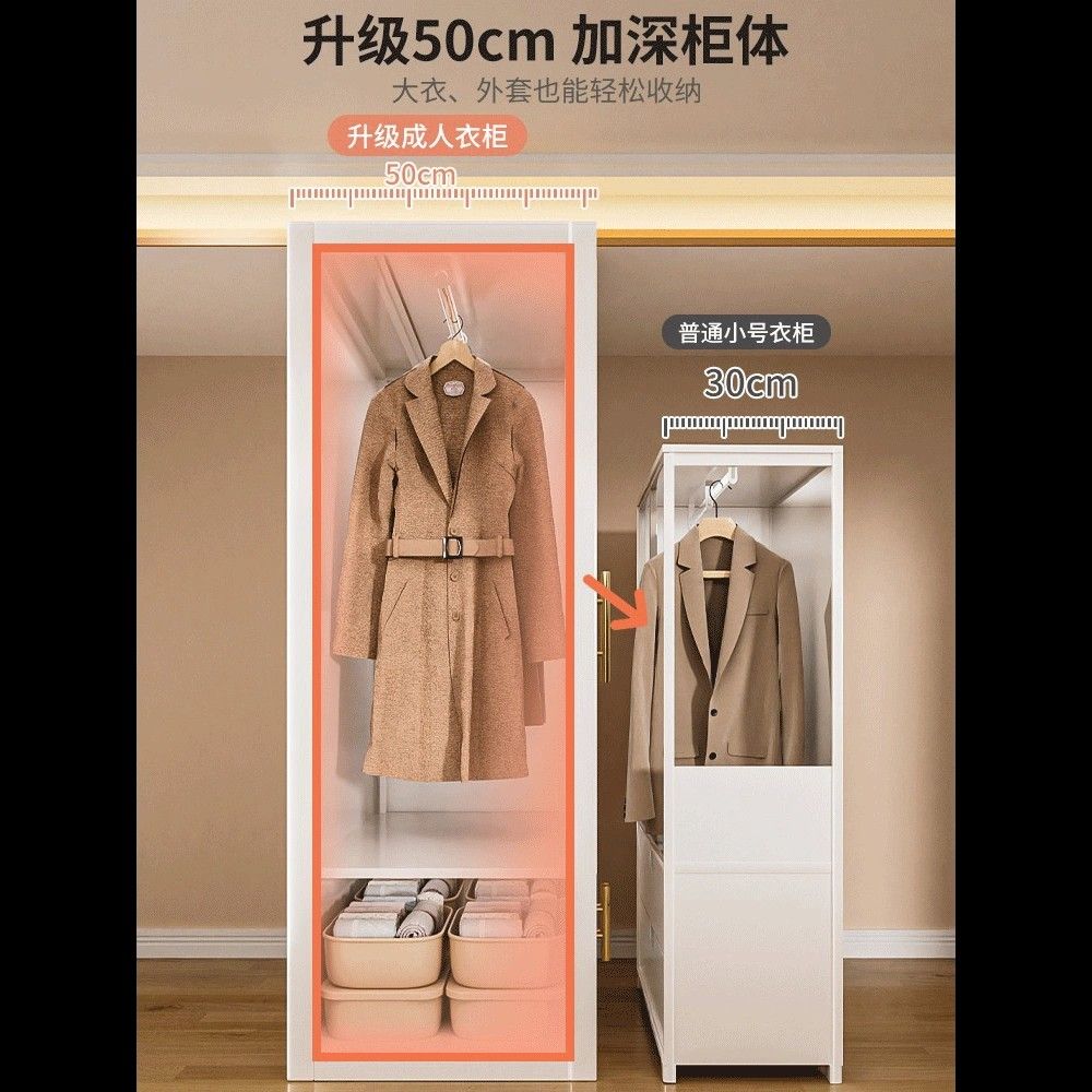 家用卧室铁艺衣橱收纳儿童房衣帽间住宅衣物收纳钢制衣柜衣服挂架