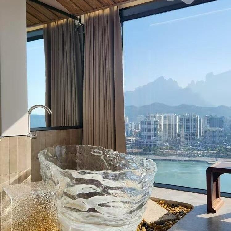 透明树脂定制浴缸现代轻奢设计师浴缸卫生间透明树脂艺术