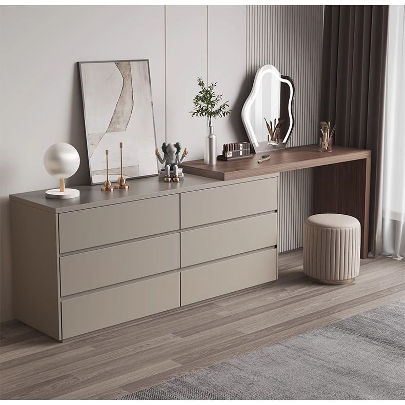 意式极简梳妆台储物柜一体卧室轻奢高级小型化妆桌床尾收纳柜斗柜