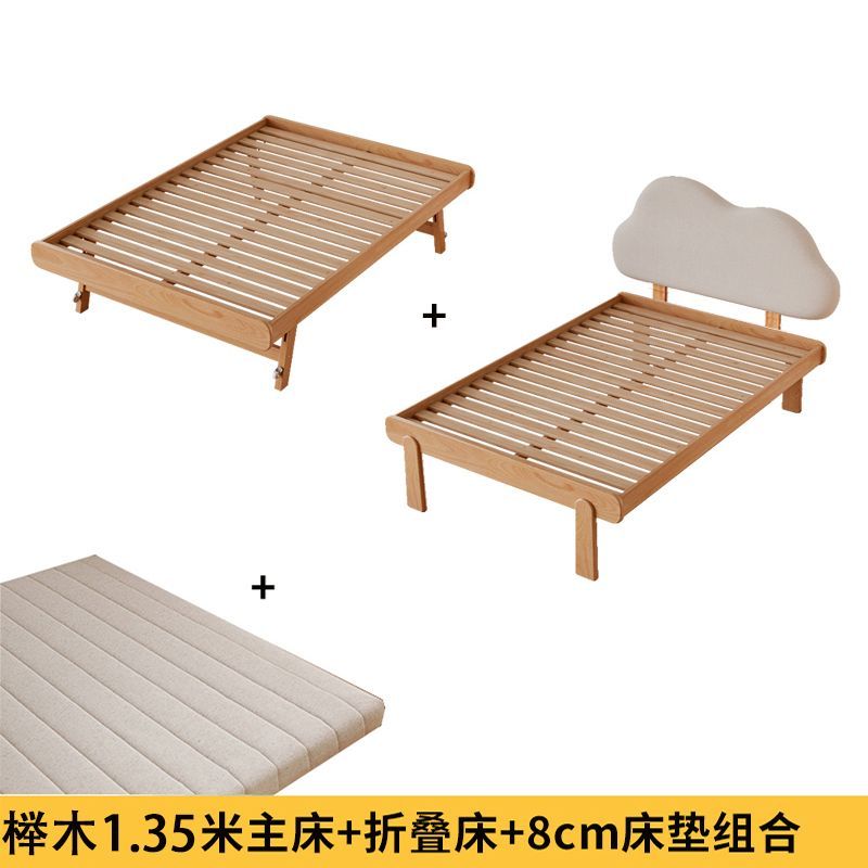 实木儿童隐形抽拉床小户型省空间全榉木折叠床双层子母床拼接拖床