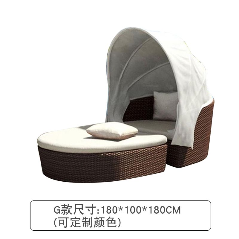 户外休闲躺床圆床室外酒店创意藤编家具别墅泳池沙滩椅沙发床躺椅