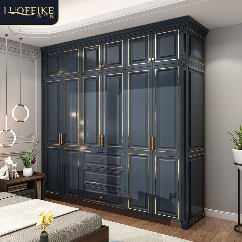 北欧简约现代卧室家用卧室衣柜欧式轻奢实木质儿童整体大衣橱定制